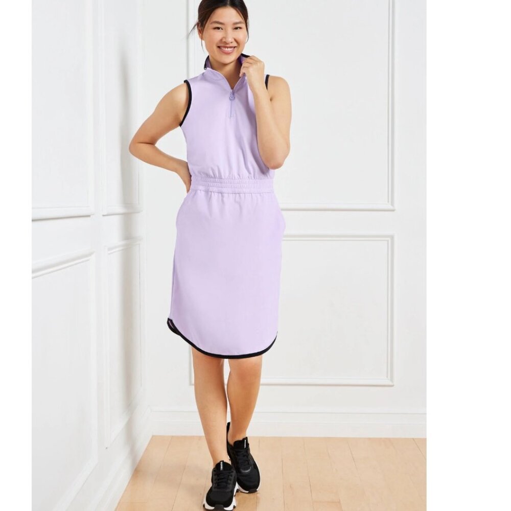 Talbots Lightweight Woven Stretch Half-Zip Dress Sz M
